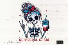 Glitter & Glam Skeleton Patriotic PNG | 4th Of July PNG Product Image 4