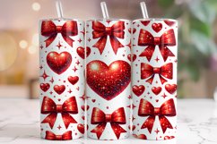 Glitter Coquette Bow Hearts Tumbler, Valentine&#039;s Day Tumbler Product Image 1