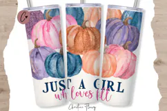 Glitter Just A Girl Who Loves Fall Tumbler Wrap PNG Product Image 1