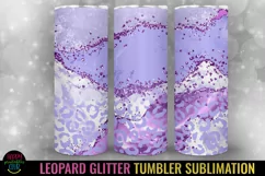 Glitter Leopard Tumbler Sublimation I 20 Oz Tumbler Sublimation PNG