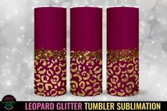 Glitter Leopard Tumbler Sublimation I 20 Oz Tumbler Wrap PNG