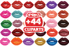 Glitter Lips Clipart Bundle | Sparkle Lips PNG | Kiss Mark Product Image 1