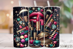 Makeup Tumbler Wrap, Makeup Artist Tumbler PNG, Makeup PNG Product Image 1