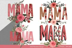 Mama glitter floral png, Mother's Day glitter mama word art Product Image 2
