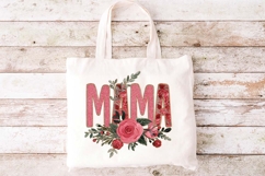 Mama glitter floral png, Mother's Day glitter mama word art Product Image 4