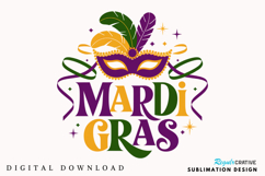 Glitter Mardi Gras PNG, Retro Mardi Gras PNG Product Image 1