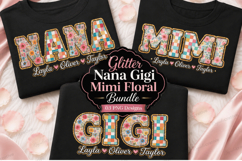 Glitter Nana Gigi Mimi Floral PNG Bundle nana png, gigi png Product Image 1