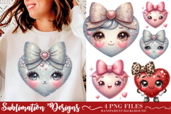Glitter Pink Bow Heart PNG Product Image 1