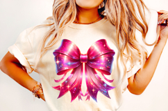 Pink Glitter Coquette Bow PNG, Coquette Bow PNG, Pink Ribbon Product Image 2