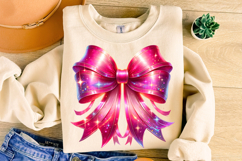 Pink Glitter Coquette Bow PNG, Coquette Bow PNG, Pink Ribbon Product Image 1