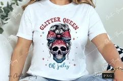 Glitter Queen Of July Skeleton Patriotic PNG | 4th Of July Product Image 3