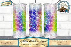This is a glitter rainbow burst tumbler wrap design sized to fit sublimation 20oz skinny tumbler blanks.