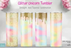 glitter rainbow unicorn skinny tumbler sublimation
