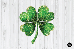 Glitter Shamrock PNG, Four Leaf Clover PNG, St Patrick's PNG Product Image 1