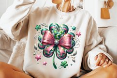 St Patrick&#039;s Day Coquette Bow PNG, St Patricks Day Shamrock Product Image 2