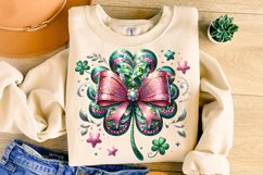 St Patrick&#039;s Day Coquette Bow PNG, St Patricks Day Shamrock Product Image 3