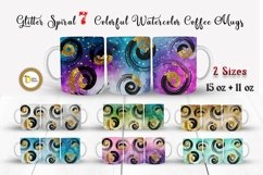 7 Gold Glitter Spiral Watercolor 11 &amp; 15 Oz Coffee Mug Wrap Product Image 1