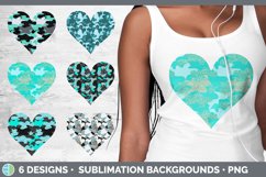 Bundle of six teal camo hearts clipart