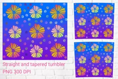 Glitter flowers blue sublimation tumbler wrap 20 Oz Product Image 2