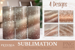 Digital preview of gold glitter tumbler wrap design, soft golden tones with shimmering sparkle effect, seamless pattern shown for 20oz skinny tumblers.