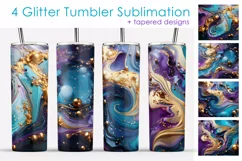 Glitter Tumbler Sublimation | Acrylic paints Skinny Tumbler Product Image 1