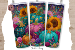 Glitter Pumpkins Fall Tumbler Wrap PNG Product Image 2
