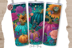 Glitter Pumpkins Fall Tumbler Wrap PNG Product Image 3