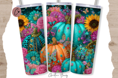 Glitter Pumpkins Fall Tumbler Wrap PNG Product Image 4
