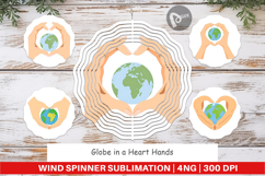 Wind Spinner Globe in a Heart Hands Product Image 1