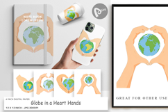 Digital Paper Globe in a Heart Hands Product Image 1