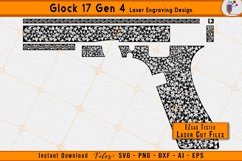 Glock 17 scrollwork, Glock Gen 4 engraving, Gun laser files, Firearm scroll design, Laser engraving svg, EZCAD laser files, Glock slide pattern, Firearms laser engraving files, Scrollwork vector, Laser cut files