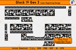 Glock 19 scrollwork, Glock Gen 3 engraving, Gun laser files, Firearm scroll design, Firearms Laser engraving svg, EZCAD laser files, Glock 19 pattern, CNC engraving files, Scrollwork vector, Laser cut design