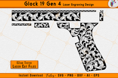 Glock 19 scrollwork, Glock Gen 4 engraving, Firearms scroll design, Firearms Laser engraving, Gun laser files, EZCAD engraving, Ornamental scroll, CNC laser cut, Gun engraving art, Vector scroll pattern