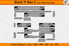 Glock 19 scrollwork, Glock gen 5 engraving, scroll laser cut design, Firearm laser engraving svg, Glock laser files, EZCAD laser, Ornamental scroll, CNC laser cut, Gun scroll pattern, Laser engraving files