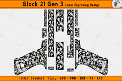  glock 21 gen 3 engraving, glock scrollwork design svg, firearms laser engraving files, glock 21 cnc vector, ornamental gun scroll pattern, metal engraving vector design, ezcad laser files glock, acanthus scroll engraving svg, custom glock 21 design, deco