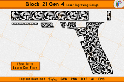 Glock 21 gen 4 scrollwork, Glock gen 4 svg, Scroll pattern laser, Firearm engraving file, Gun scroll design, EZCAD laser files, CNC laser svg, Firearms scrollwork, Laser engraving design, Scrollwork svg
