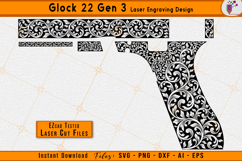 Glock 22 engraving, Glock 22 gen 3 Scroll Design, Scrollwork laser, Gun engraving file, EZCAD laser files, CNC engraving svg, Firearm scroll design, Laser cut files, Scroll pattern svg, Laser engraving files