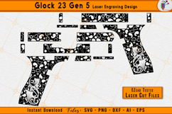 Glock 23 engraving, Glock gen 5 svg, Scrollwork laser, Firearms engraving file, Scroll pattern svg, EZCAD laser files, CNC engraving svg, Gun scroll design, Laser engraving design, Ornamental scroll