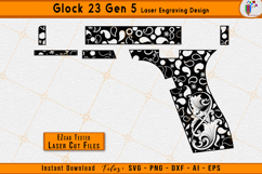 Glock 23 engraving, Glock gen 5 svg, Scrollwork laser, Firearms engraving file, Scroll pattern svg, EZCAD laser files, CNC engraving svg, Gun scroll design, Laser engraving design, Ornamental scroll