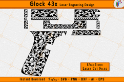 Glock 43X engraving, Glock 43x svg, Firearms scrollwork, Firearms filigree, Scroll engraving design, Scroll laser pattern, Firearm engraving file, EZCAD laser files, CNC engraving svg, Gun decoration