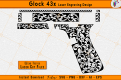 Glock 43X engraving, Glock 43x svg, Firearms scrollwork, Firearms filigree, Scroll engraving design, Scroll laser pattern, Firearm engraving file, EZCAD laser files, CNC engraving svg, Gun decoration