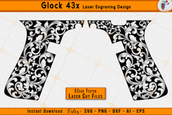 Glock 43X engraving, Glock 43x svg, Firearms scrollwork, Firearms filigree, Scroll engraving design, Scroll laser pattern, Firearm engraving file, EZCAD laser files, CNC engraving svg, Gun decoration