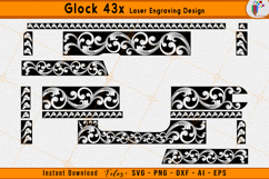 Glock 43X engraving, Glock 43x svg, Firearms scrollwork, Firearms filigree, Scroll engraving design, Scroll laser pattern, Firearm engraving file, EZCAD laser files, CNC engraving svg, Gun decoration