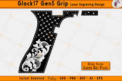 Glock 17 grip, Glock gen 5 grip, Grip laser engraving, firearms grip design, gun grip filigree, scroll engraving design, EZCAD laser files, CNC engraving svg, Laser grip pattern, Firearms decoration