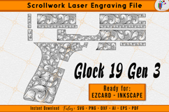 Glock19 Gen3 Scrollwork Firearms Gun Laser Engraving Files