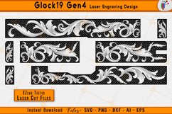 Glock 19 engraving, Glock gen 4 svg, firearms scrollwork, gun filigree, Luxury engraving design, scroll laser pattern, Firearms engraving file, EZCAD laser files, CNC engraving svg, scroll firearms decoration