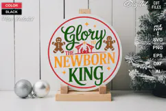 Glory To The Newborn King SVG | Christmas Round Sign SVG Product Image 2
