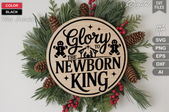 Glory To The Newborn King SVG | Christmas Round Sign SVG Product Image 3