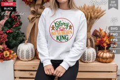 Glory To The Newborn King SVG | Christmas Round Sign SVG Product Image 4
