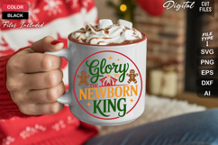 Glory To The Newborn King SVG | Christmas Round Sign SVG Product Image 5